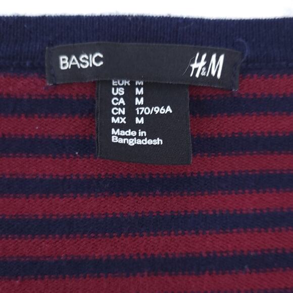 H&M Maroon & Navy Striped Cardigan Medium Preppy, School Girl Long Sleeve - Picture 4 of 5